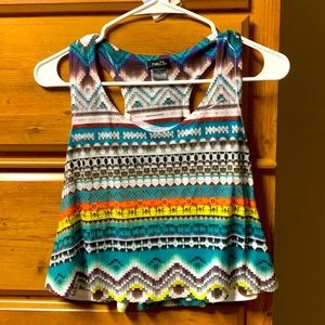 Blue/green crop top tank